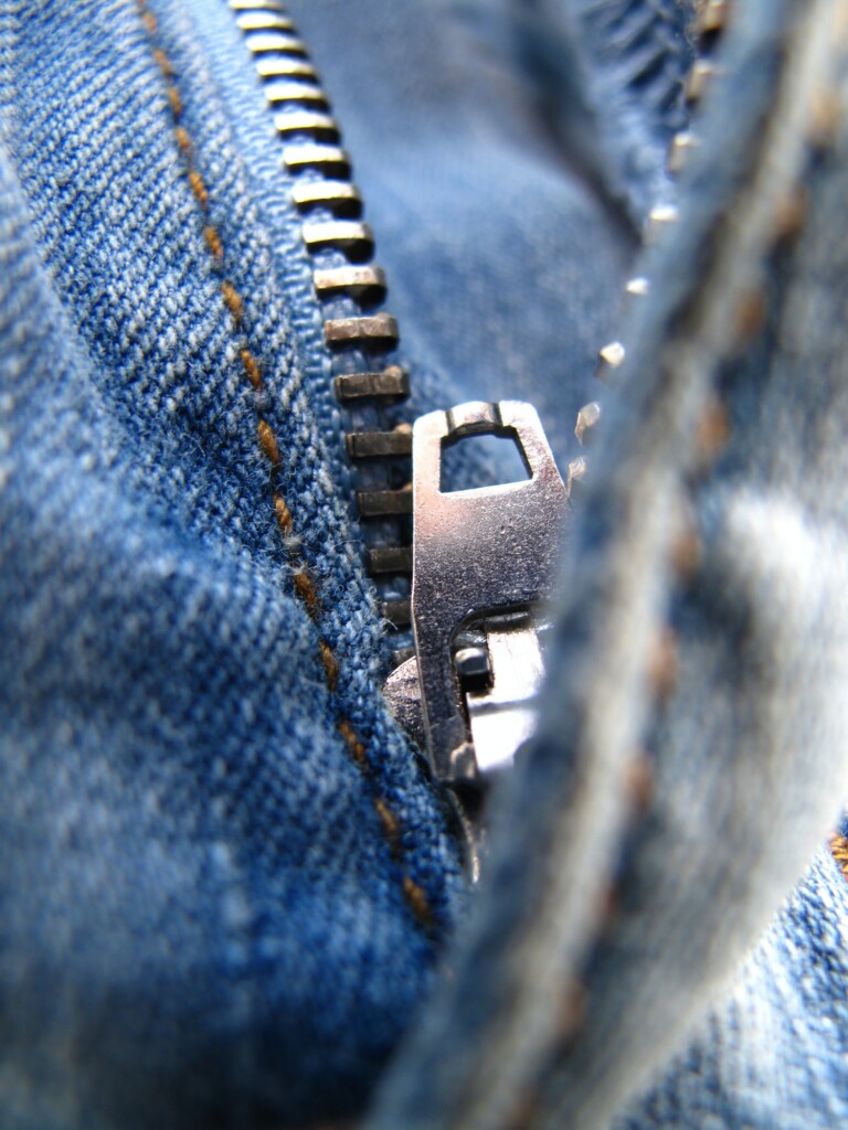 Zipper of classic fashioned jeans